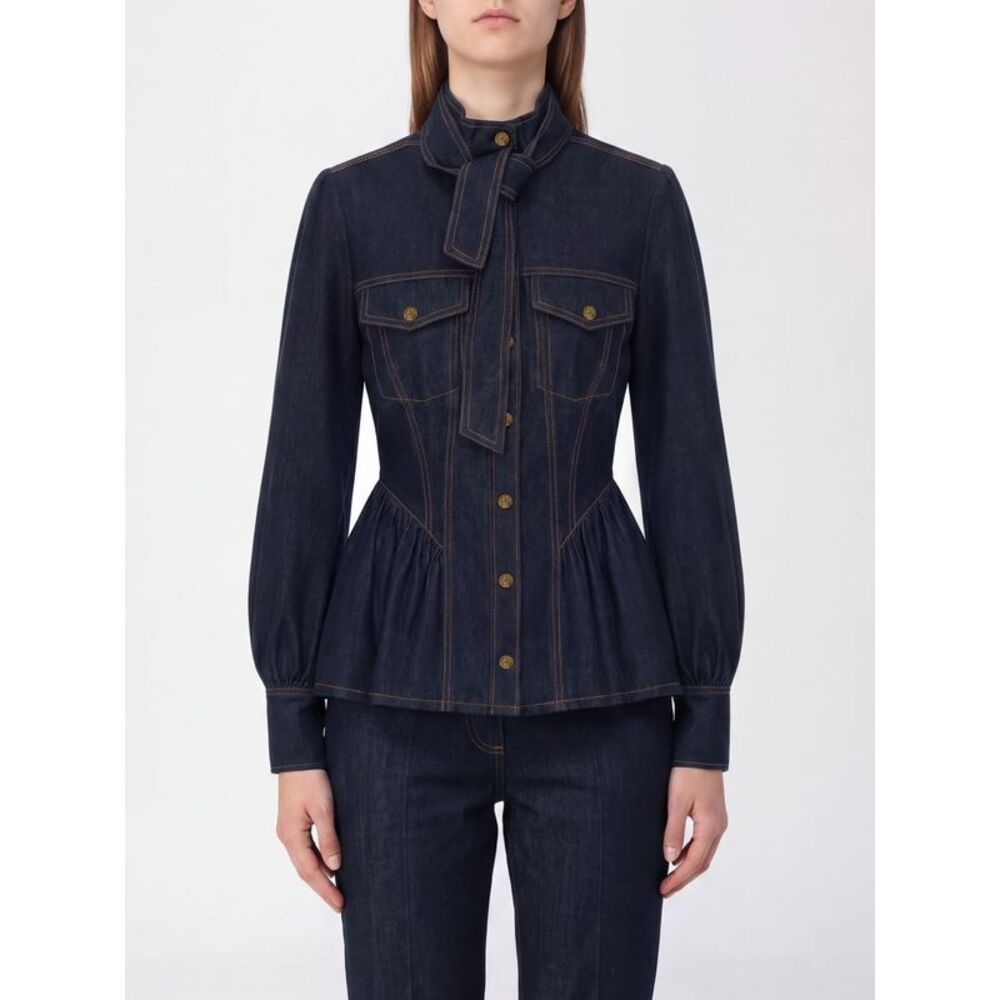 Zimmermann Women Zimmermann Pussy-Bow Slim Fit Cotton Denim Shirt